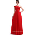 ED038 OEM Service Beaded One Shoulder Ruffles Chiffon A-line Red Elegant Prom Dress 2018 evening